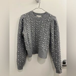 Moon River Charcoal Sweater with Pearl Details